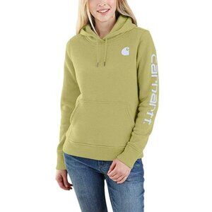 CARHARTT Women's Relaxed Fit Midweight Logo Sleeve Graphic Hoodie Size S